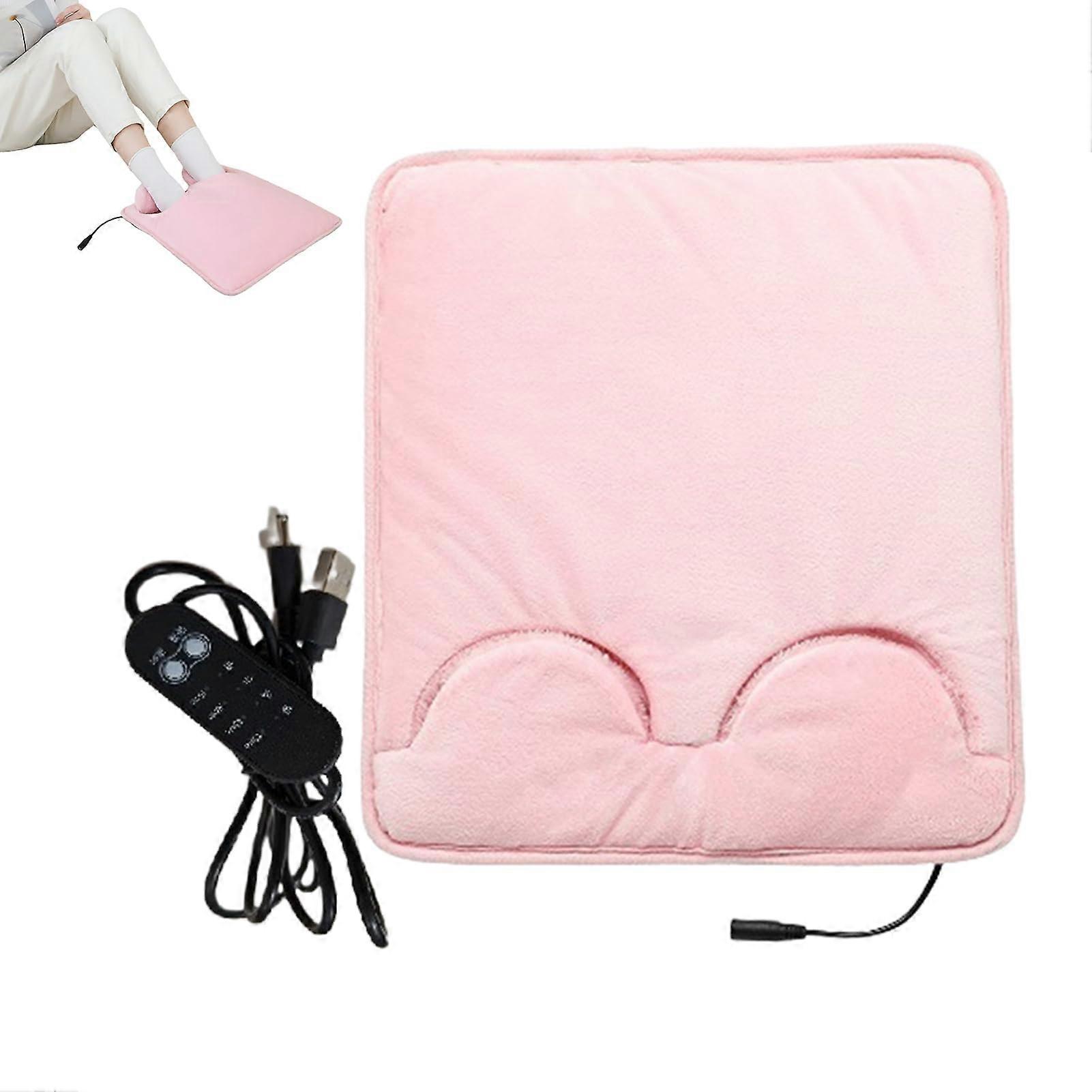 Foot Warmer for Bed Pink Fast Heating Pad with Adjustable Temperature Winter Heater Mat for Dorm Office Living Room
