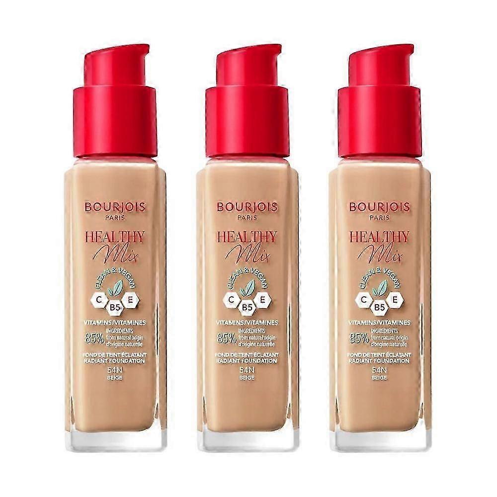 3 x Bourjois Healthy Mix Clean and Vegan Foundation 30ml - 54N Beige