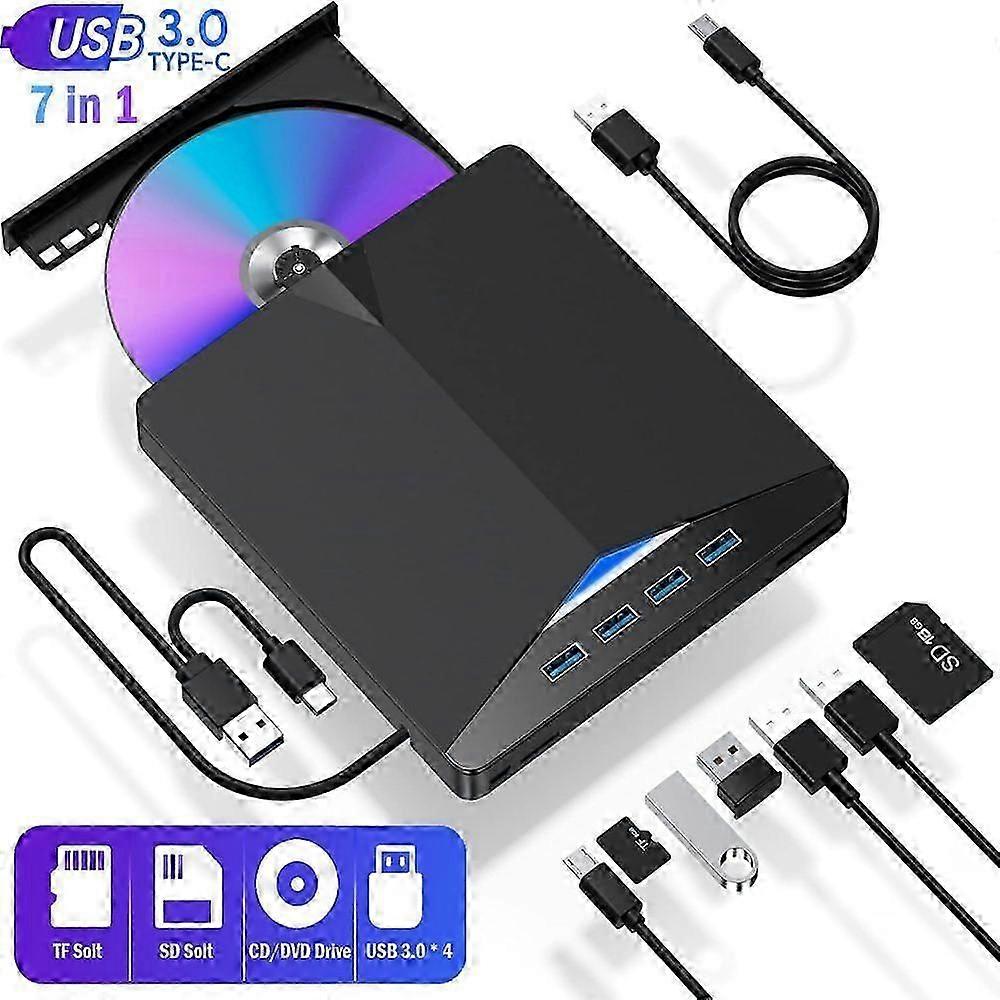 External CD DVD Drive USB 3.0 Writer Burner Reader Player for Windows 7/8/10/11