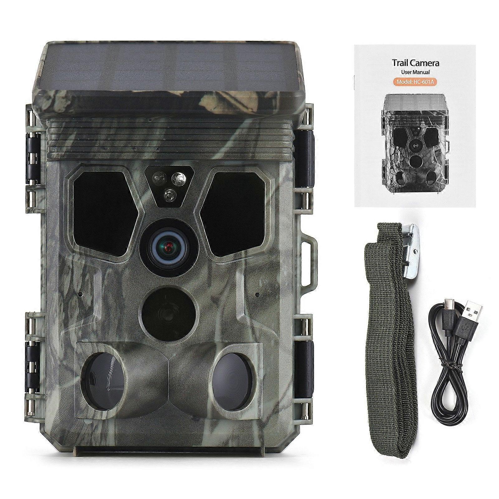 4K 50mp Solar Trail Camera 120° Detection Angle Game Camera Night Vision Ip65 Waterproof Hunting Camera For Wildlife Monitoring