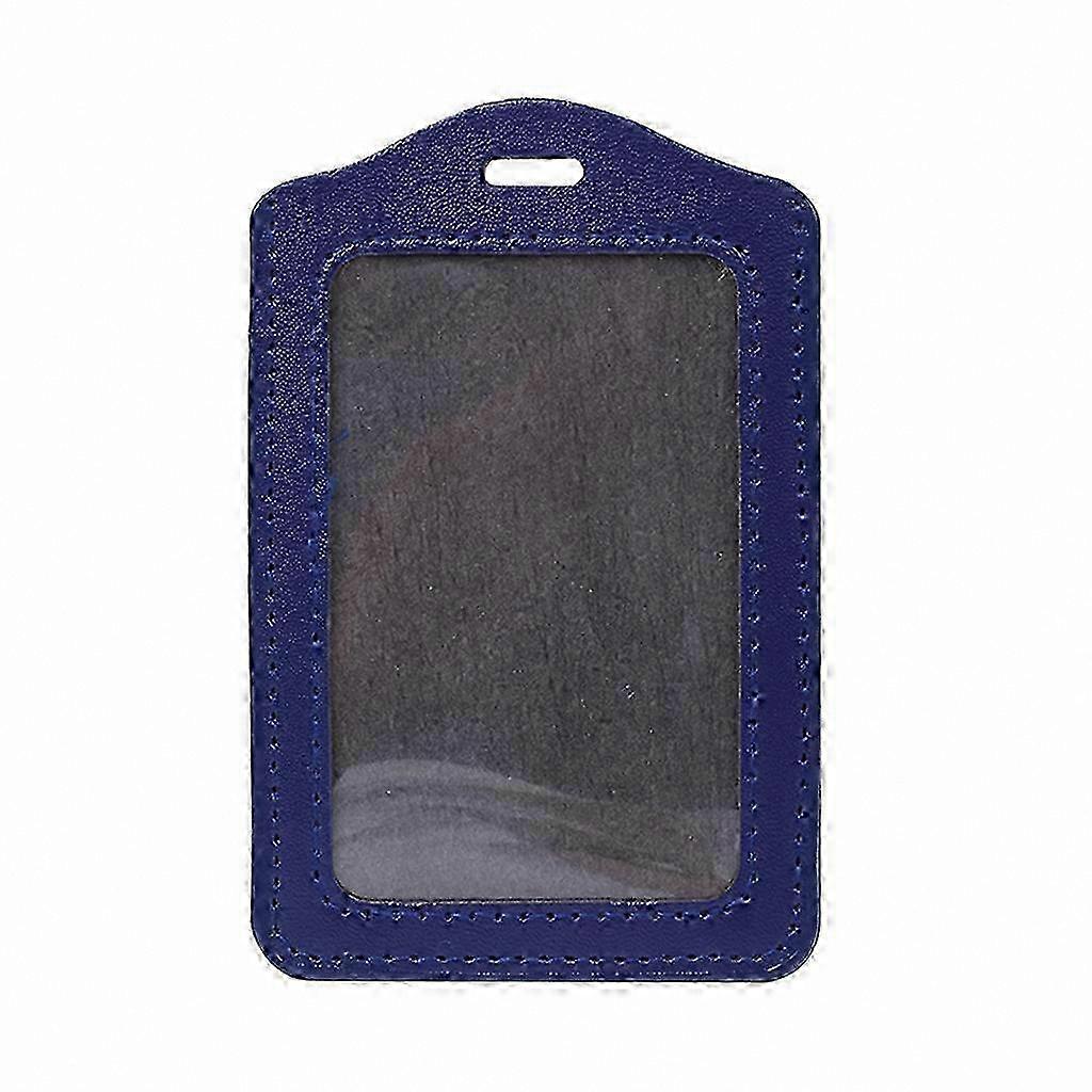 Vertical Leather ID Card Holder with Window, 10 Color Options for Business and Work Badges
