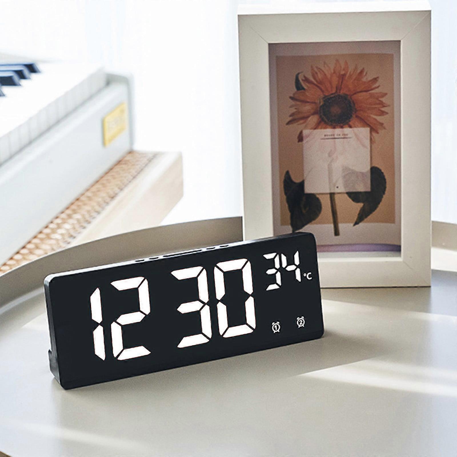 Jacenvly Black Tech Digital Alarm Clock, LED Large Display, Multi-Set Alarm, Compatible with Bedroom, Study, Kitchen, Bedside Desk Use