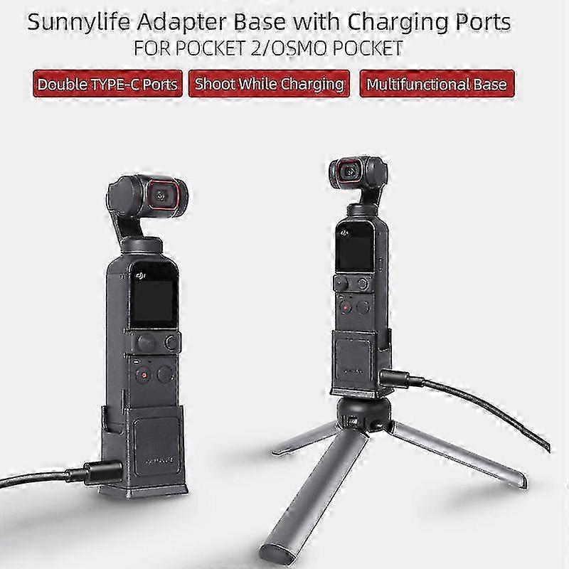 Adapter Base Fixed Holder Stand w/ Charging Type C Port & 1/4" Screw for DJI OSMO Pocket 2 Camera