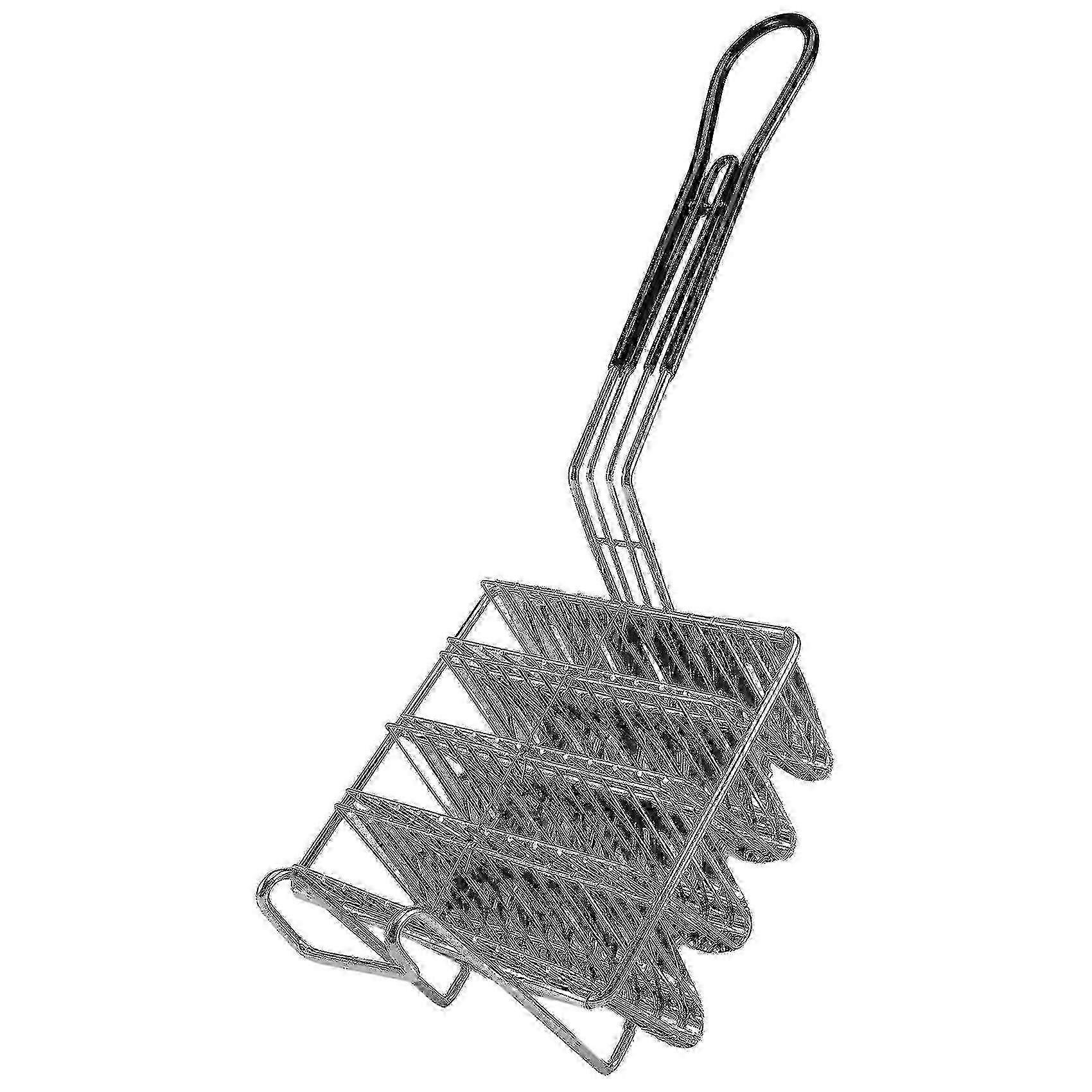 Deep fryer basket for tacos with non-slip handle