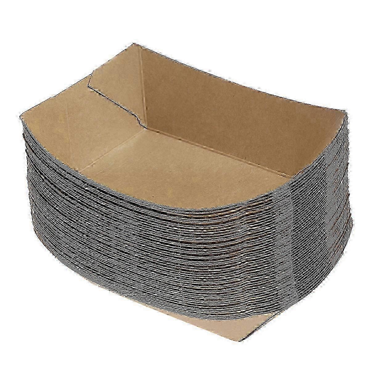 Toyvian 50PCS Ship Shape Take Out Containers Easy Fold Box Kraft Paper Box Lunch Salad Carton for Party