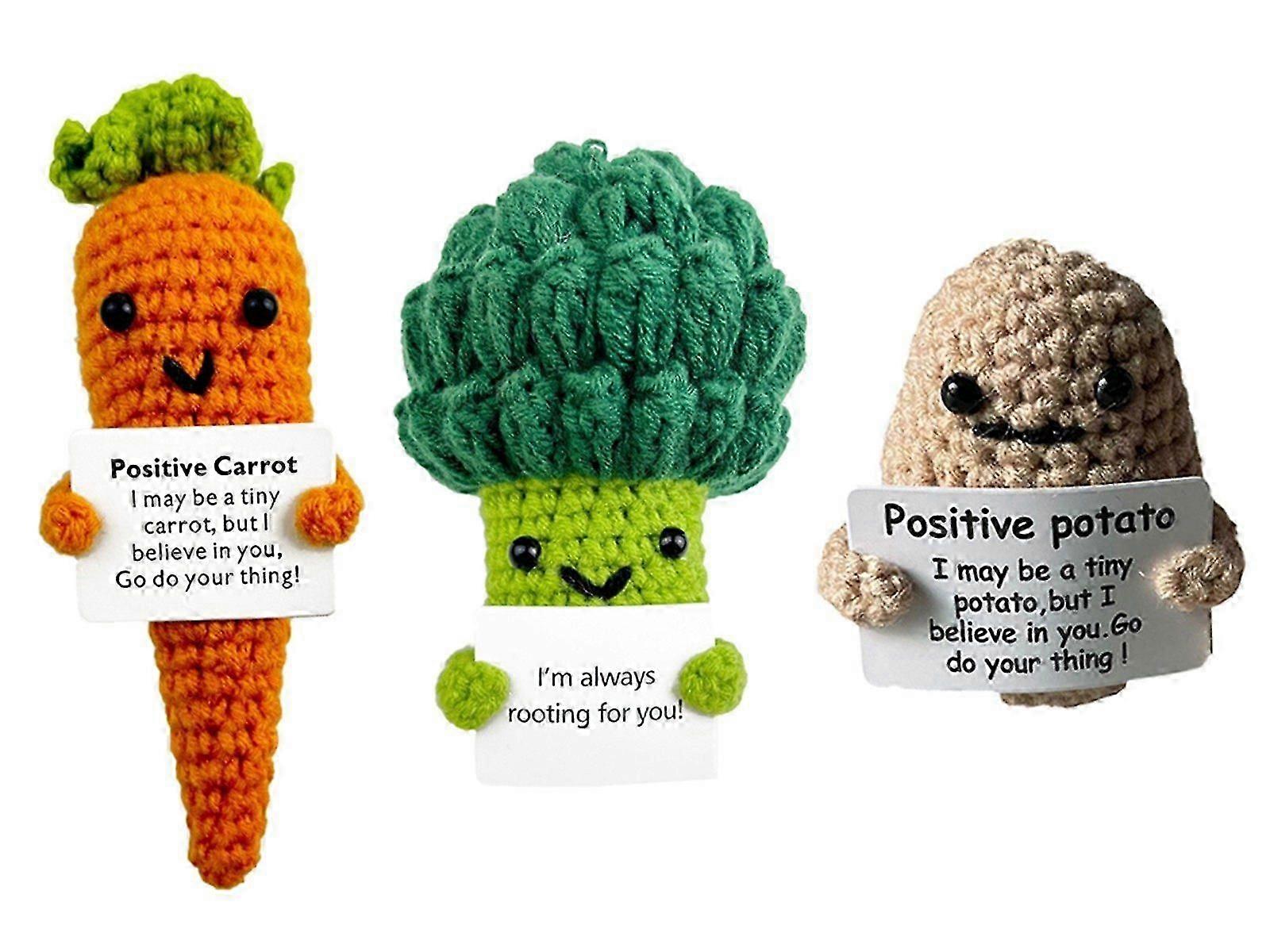 3Pcs Mini Positive Crochet Doll with Positivity Affirmation Card