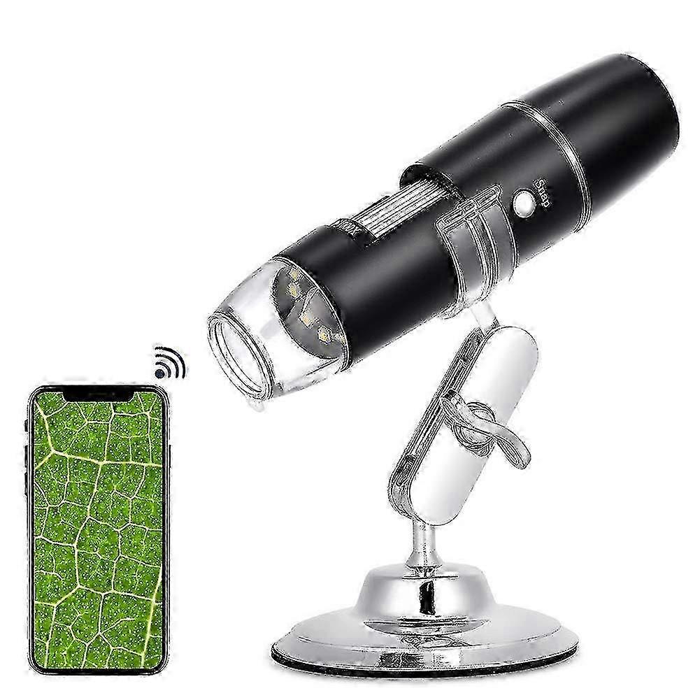 Digital Microscope 50X to 1000X, USB WiFi Wireless Digital Mini Handheld Endoscope w/ 8 LED Lights