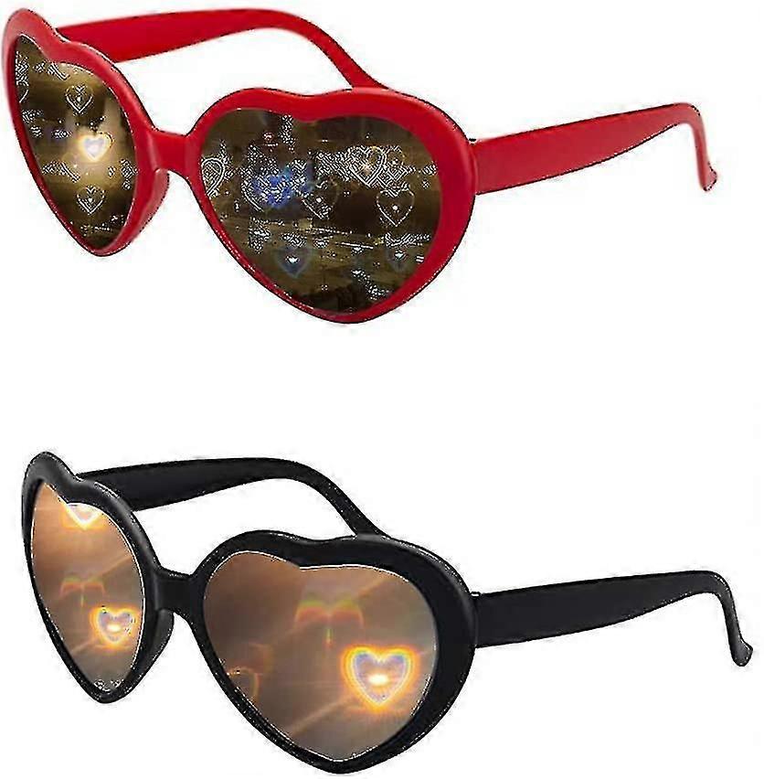 Heart Effect Glasses, 2 Pieces 3d Heart Glasses