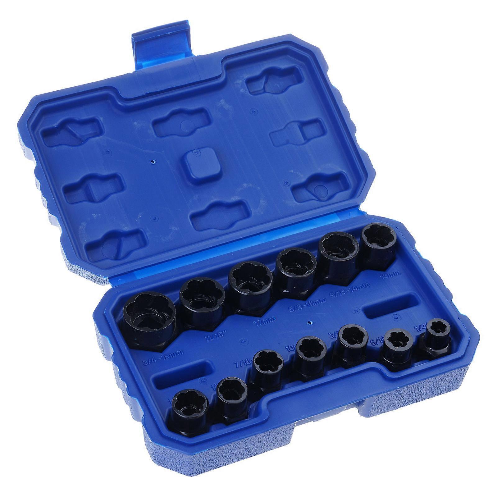 3/8'' Drive Nut Extractor Socket Bolt Remover Tool with Storage Case 14 Piece Impact Bolt Nut Remover Set Bolt Extractor Multicolor