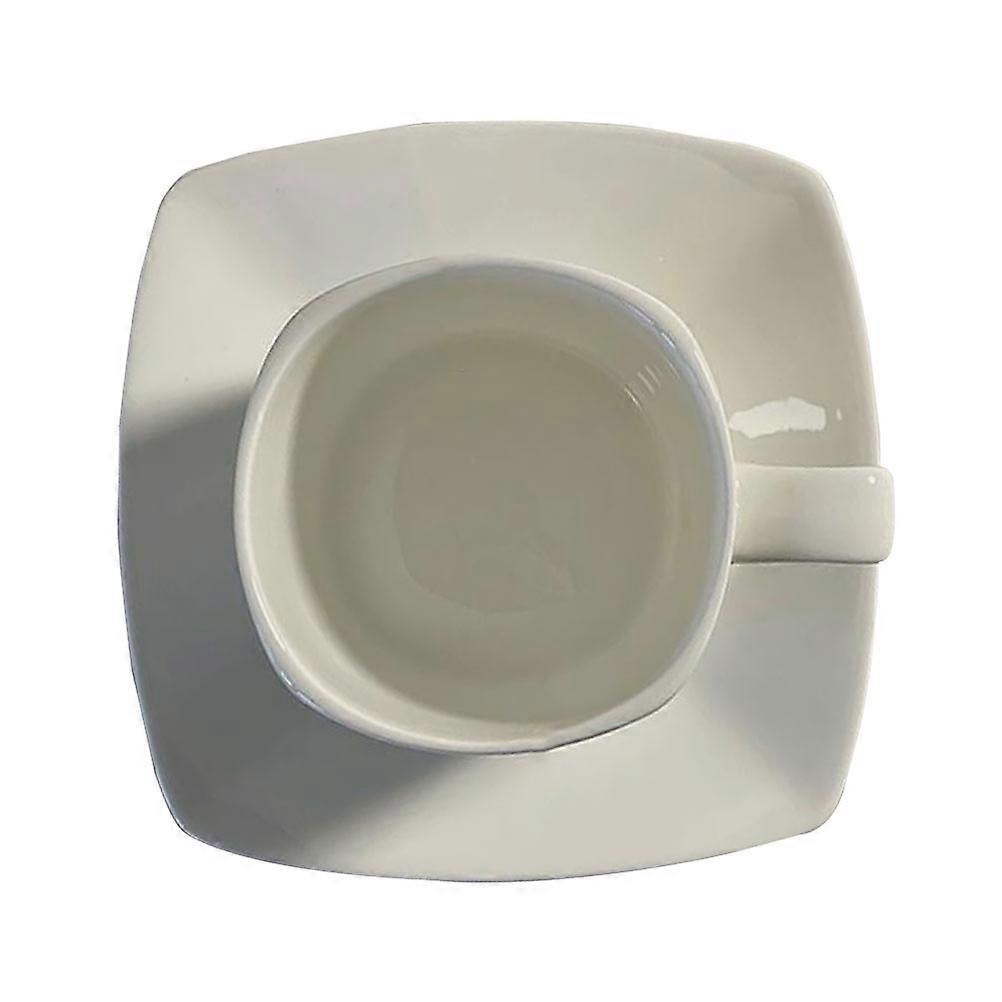 Ceramic Teacup Vintage Square Saucer Daily Use Drinking Tea 1 Set