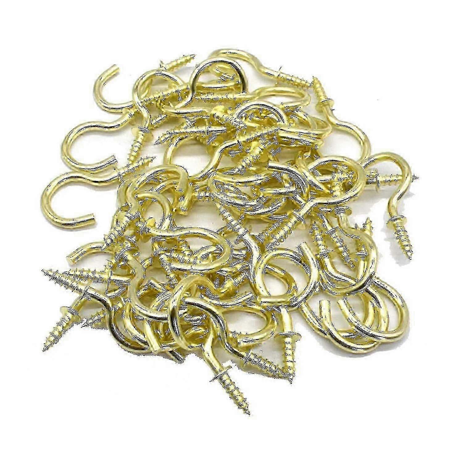 Ganchos de teto banhados de latão 50pcs Ganchos de parafuso 7/8 polegadas
