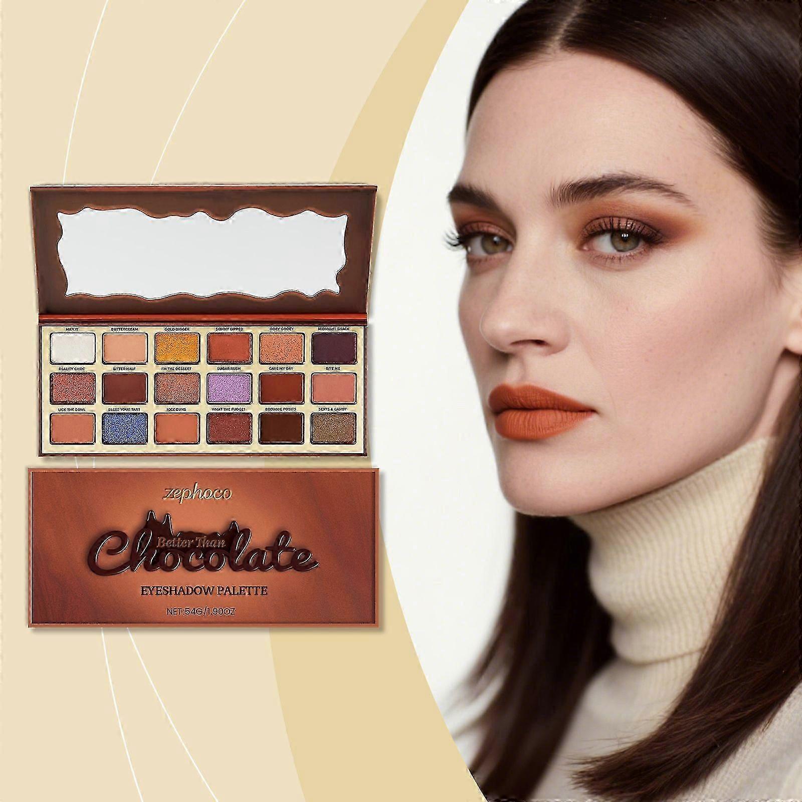 Zephoco Chocolate-Style Eyeshadow Palette, Earth Tone, High Gloss, Cool Tone, Light And Colorant, Suitable For Daily Commuting