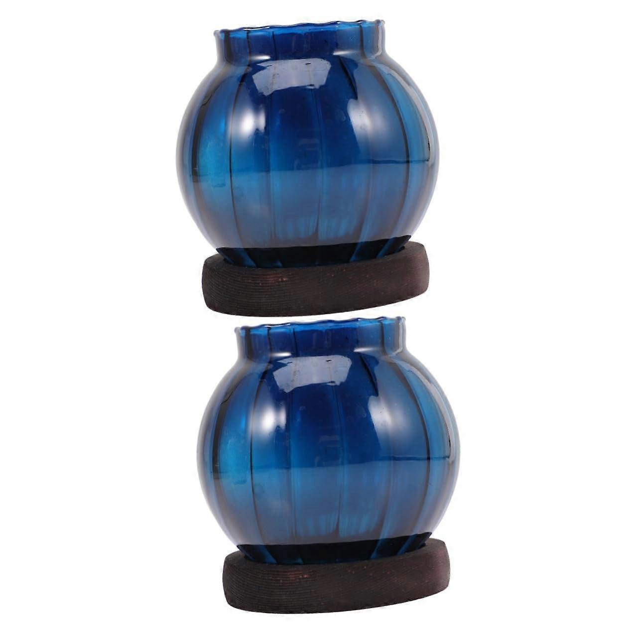 2 Pack Glass Tea Light Candle Holders Windproof Design for Halloween Dinner Table Decor