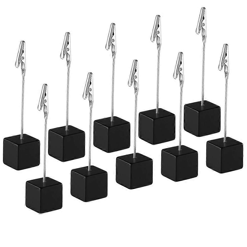 Black Wood Memo Holder Stand for Desk with Paper Clip Function 20Pcs