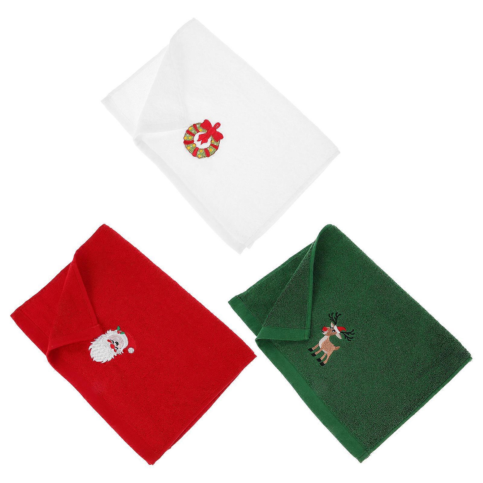 Cotton Christmas Hand Towels Towel Set for Home Use with 3 Assorted Pieces