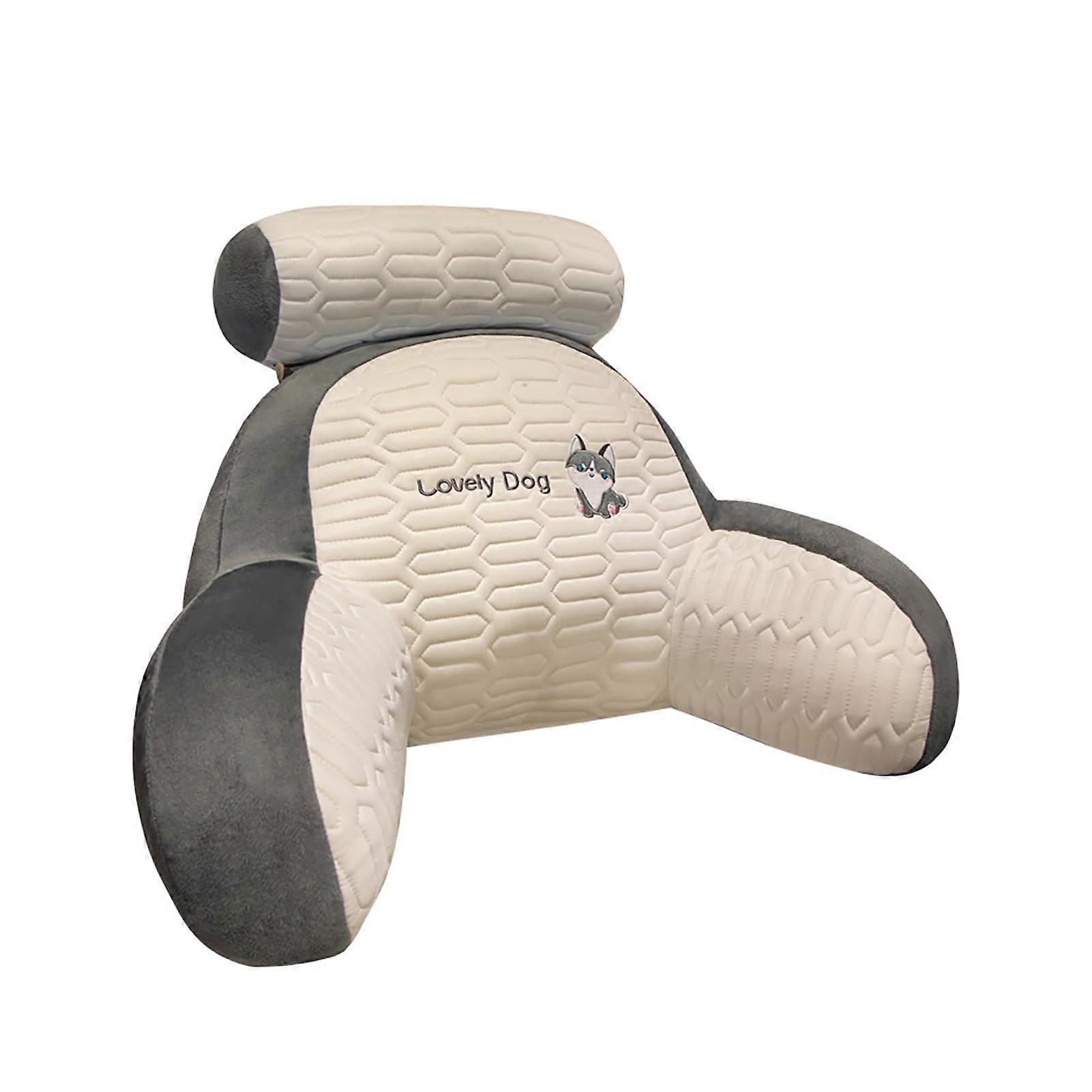 Reading Pillow for Bed Adults with Ergonomic Back Support, Large Memory Foam Backrest, Removable Washable Cover, White