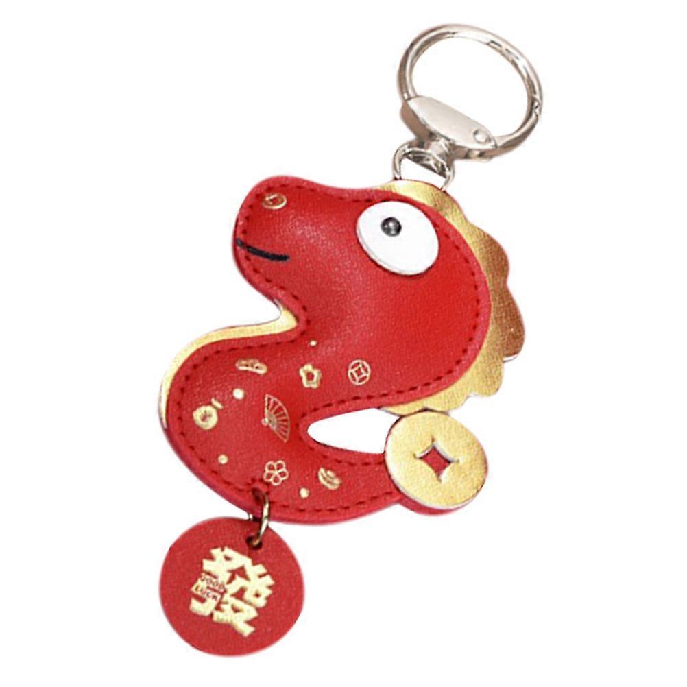 Feng Shui Chinese Snake Keychain for with Red Alloy Design