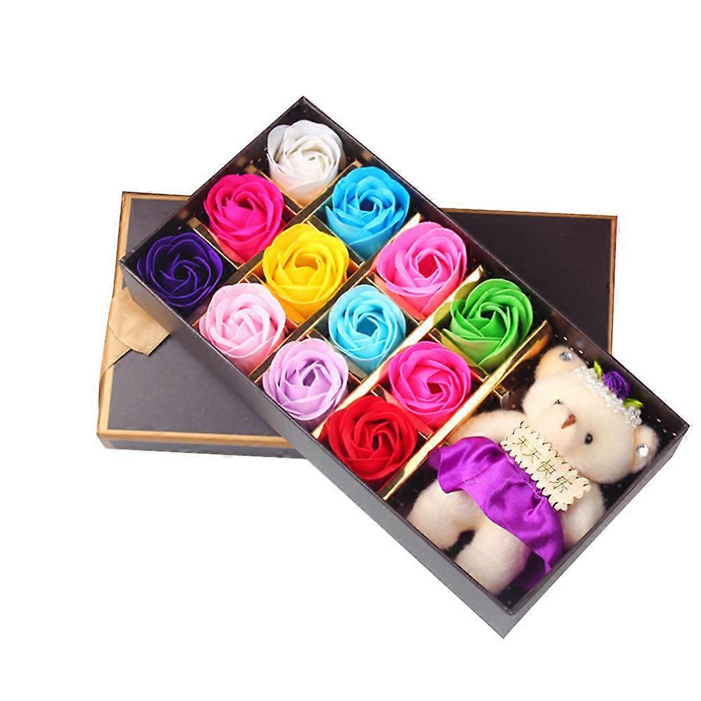 Rose Flower Soap Bath Soap Gift Box for with Bear Decoration