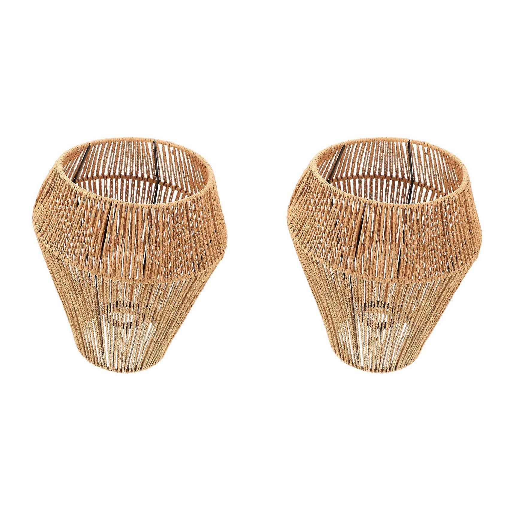 2X Woven Chandelier Shade Rattan Lampshade for Home Table Lamp Lampshade Bedside Table Lamp Manual Paper Rope