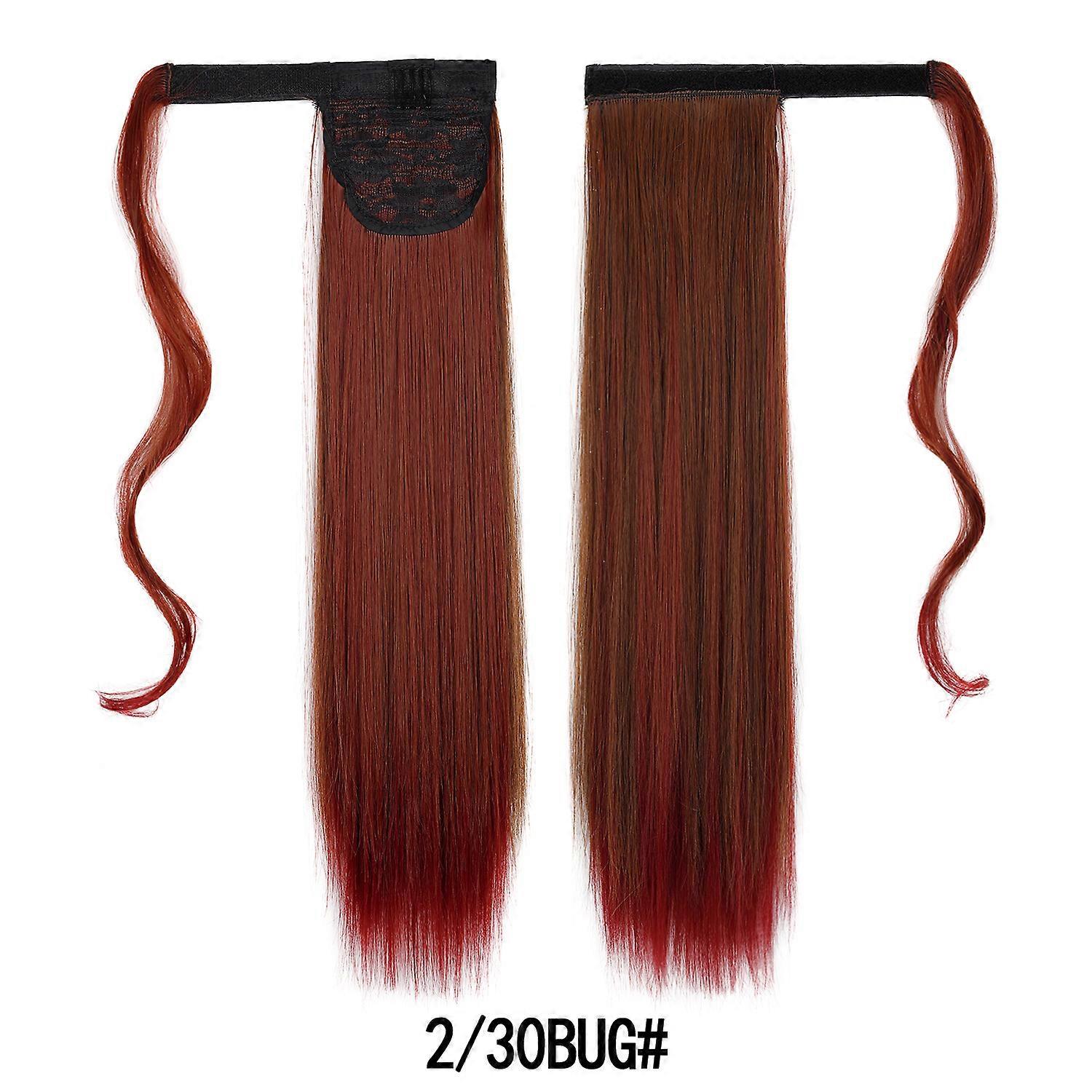 Women's colorful highlighted Velcro straight ponytail wig with gradient color