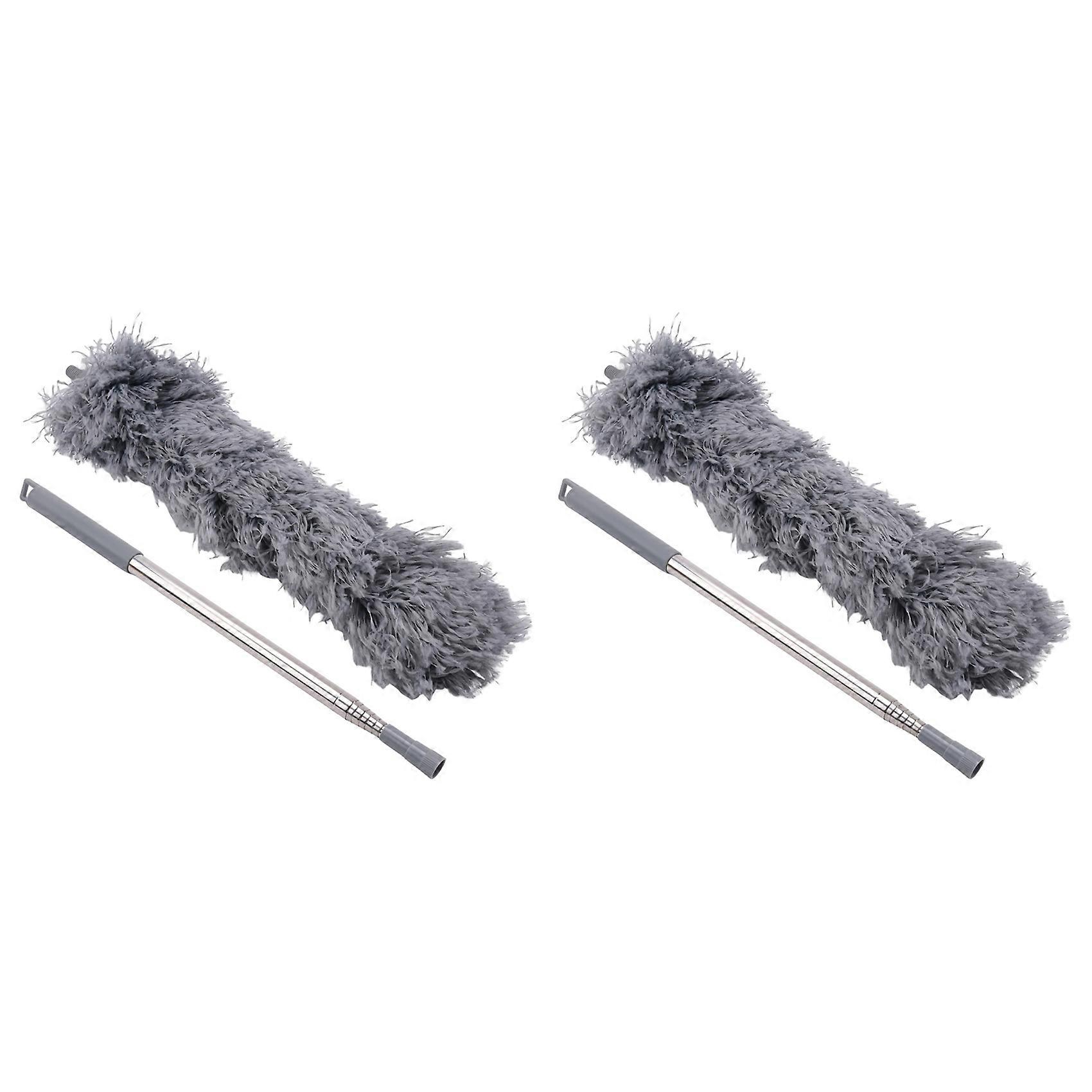 2X Gutter Cleaning Brush Roofing Tool with Telescopic Extendable Pole 8.2Ft Guard Cleaner Tool Easy Remove Leave, Grey