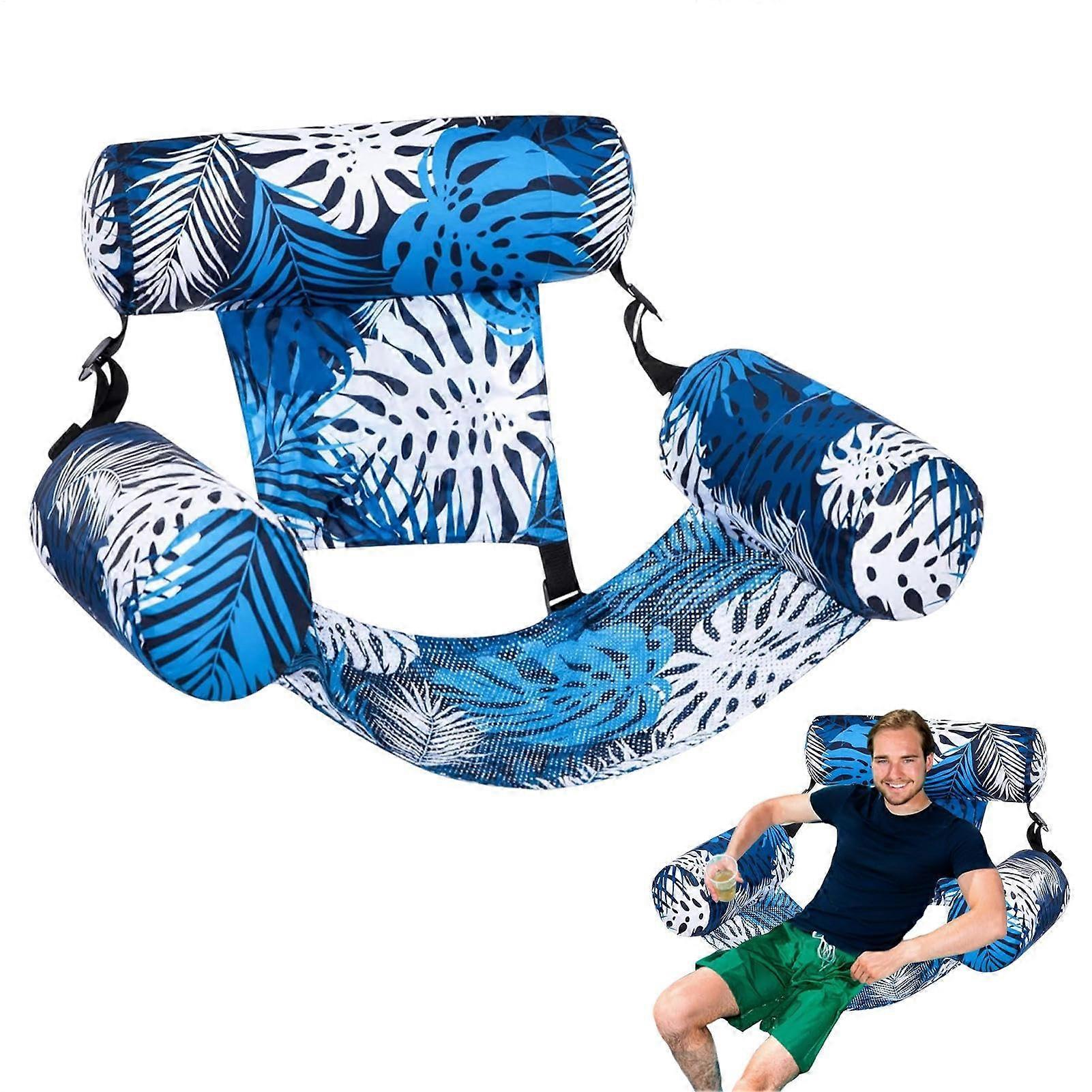 Inflatable Pool Float Lounge Chair for Adults with Durable PVC, Foldable Design, Blue