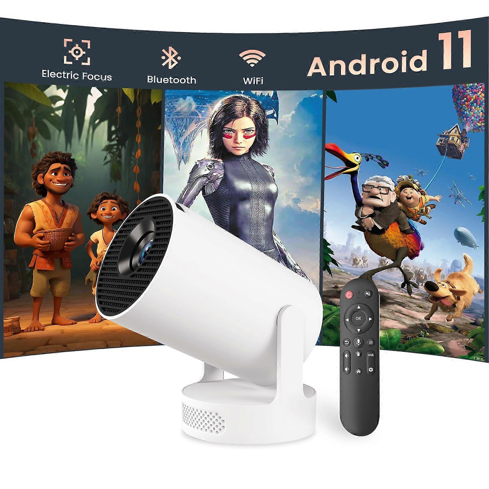 Smart Projector with WiFi 6 and Bluetooth, 4K Playback, Electric Focus, 5W Speaker for Home Theater