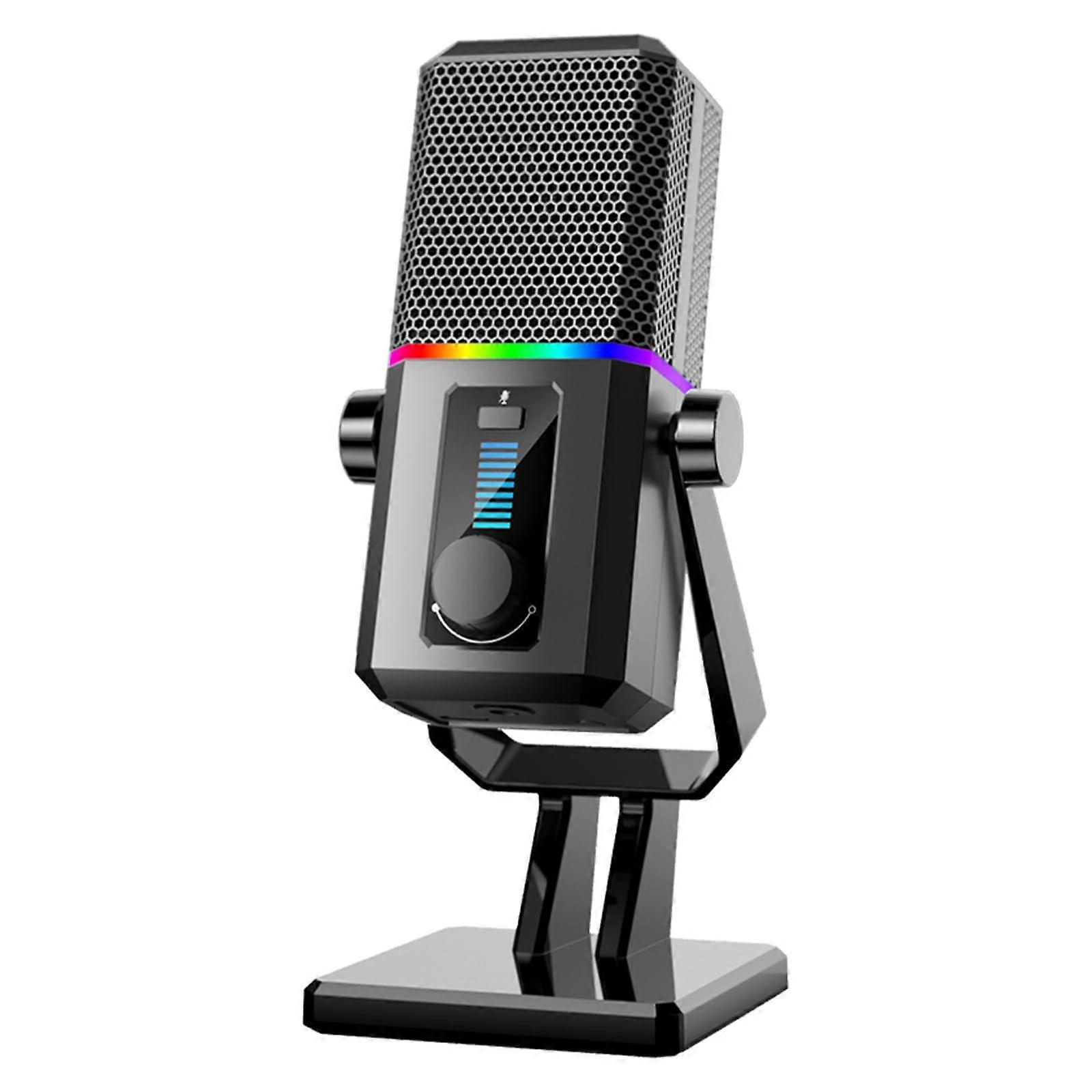 USB Gaming Microphone NoiseCancelling Desktop Mic With Light For Conference And Online Courses