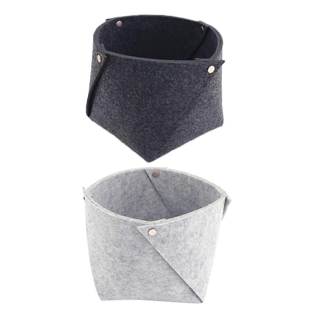 2pcs Felt Storage Basket with Lid Collapsible Organizer Bin for Bedside and Home Storage