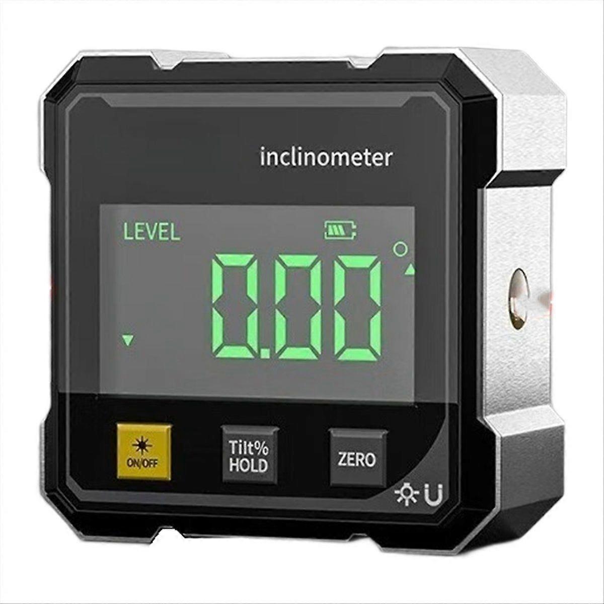 Inclinometer 4-Sided Magnetic Dual-Laser Tilt Meter Compact Slope Measurement Angle Ruler with Laser