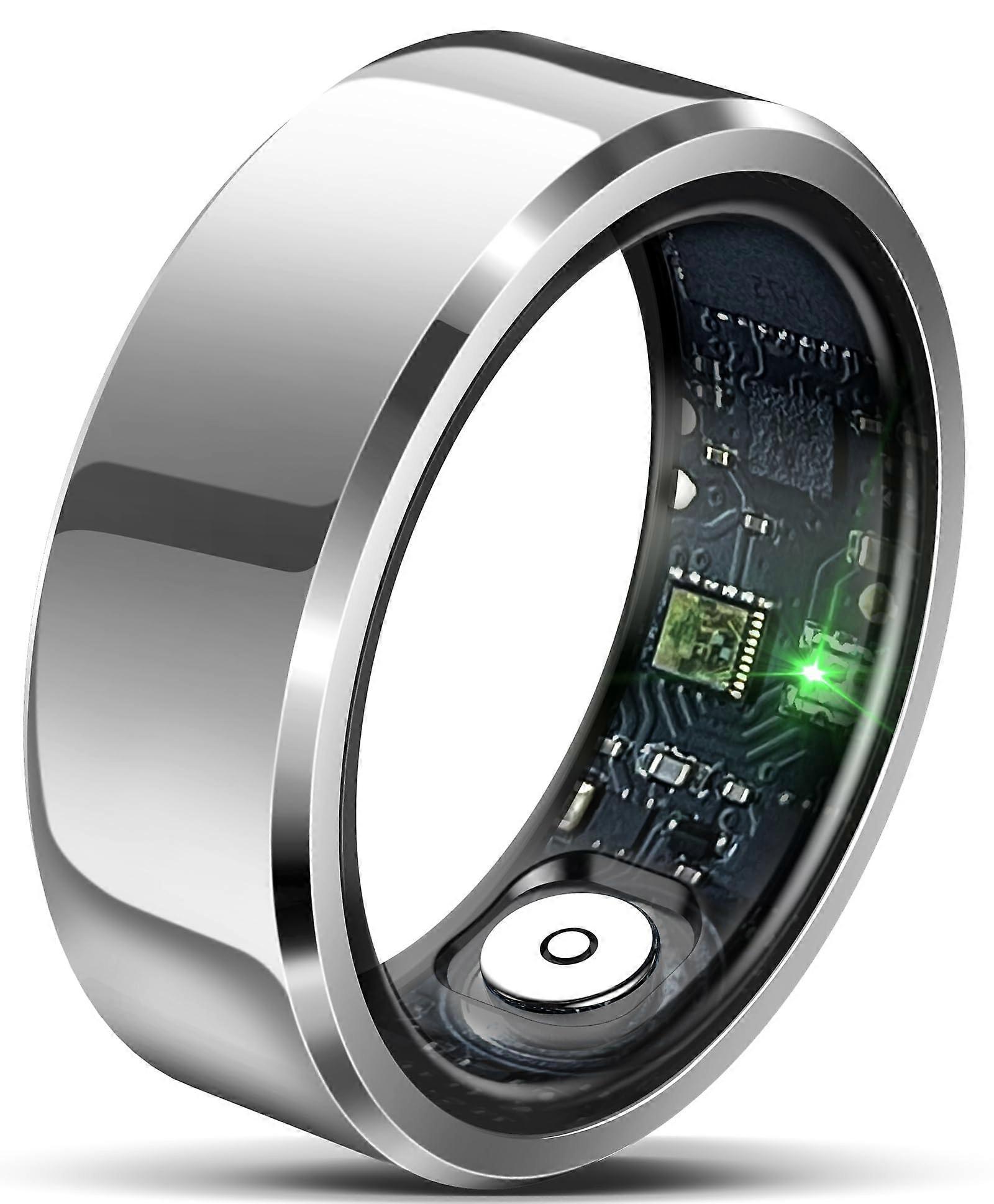 Smart Ring with Heart Rate, Sleep and Fitness Tracking, Blood Pressure Monitor, Silver, iOS Android