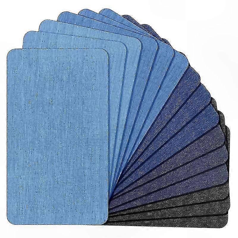Assorted Blue Cotton Denim Patches for Iron-On Crafting