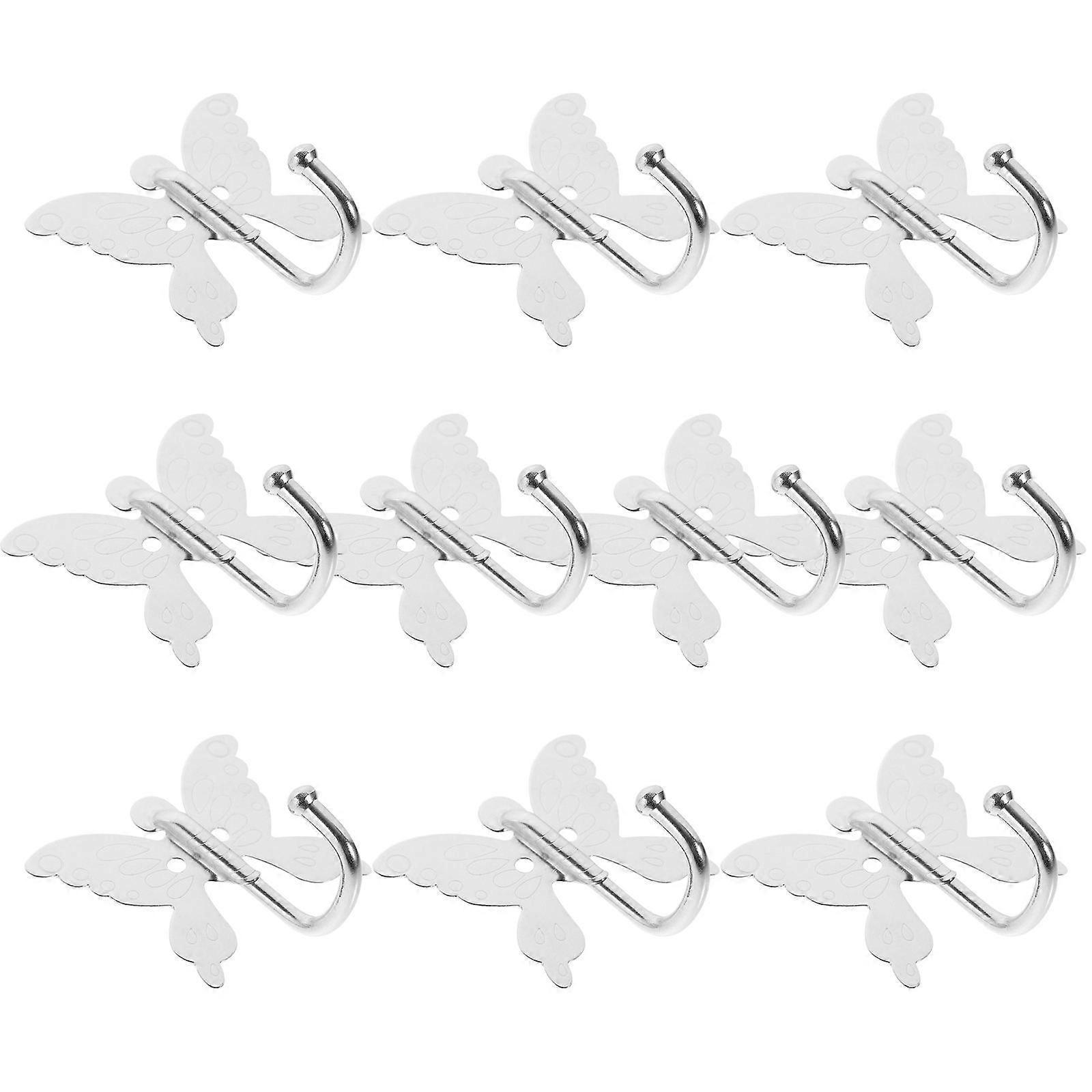 Wall Hooks Butterfly Stainless Steel for Hanging 3Sets Silver