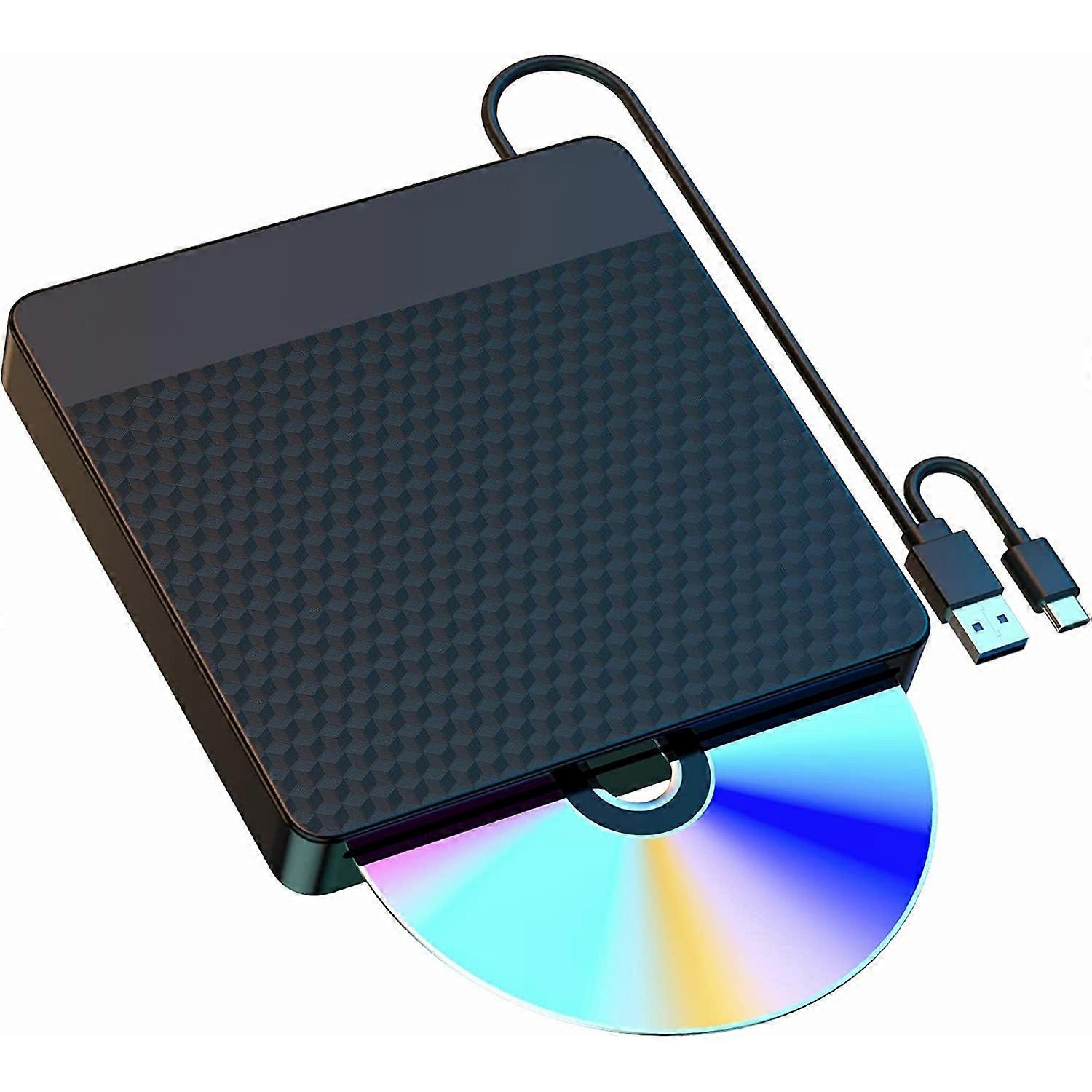 X001 External Optical Drive CD/DVD Burner Reader USB 3.0+Typle C Disc Player