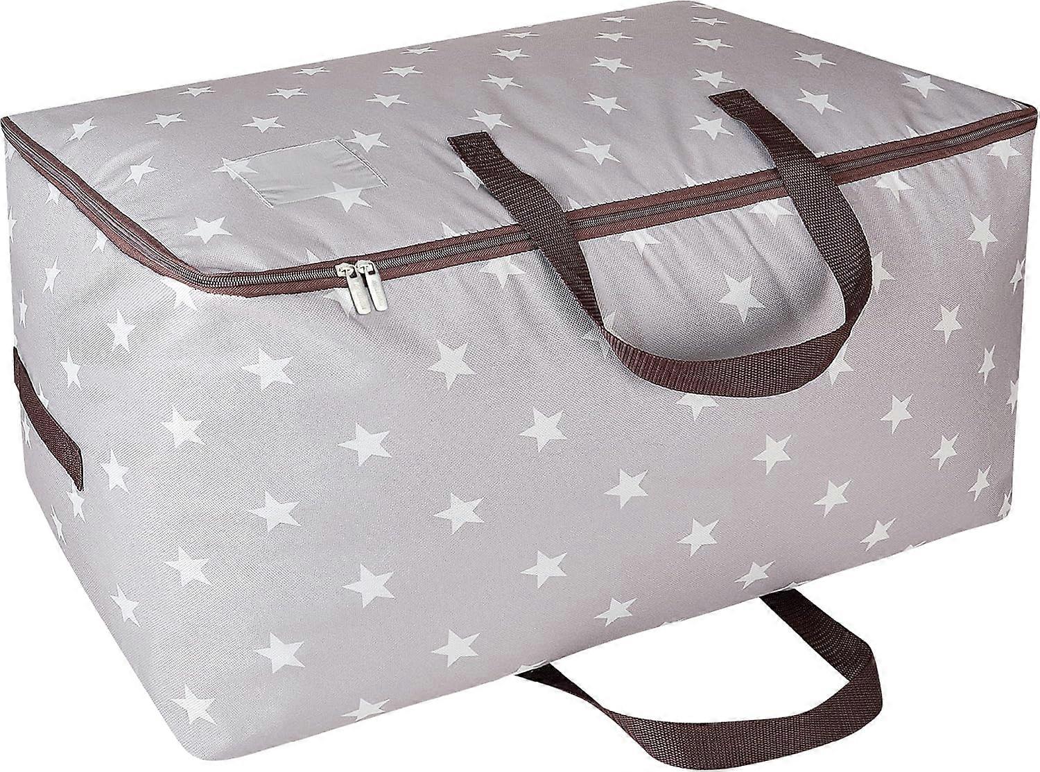 105L Large Underbed Clothes Storage Bag with Zip, Moisture proof (Grey)