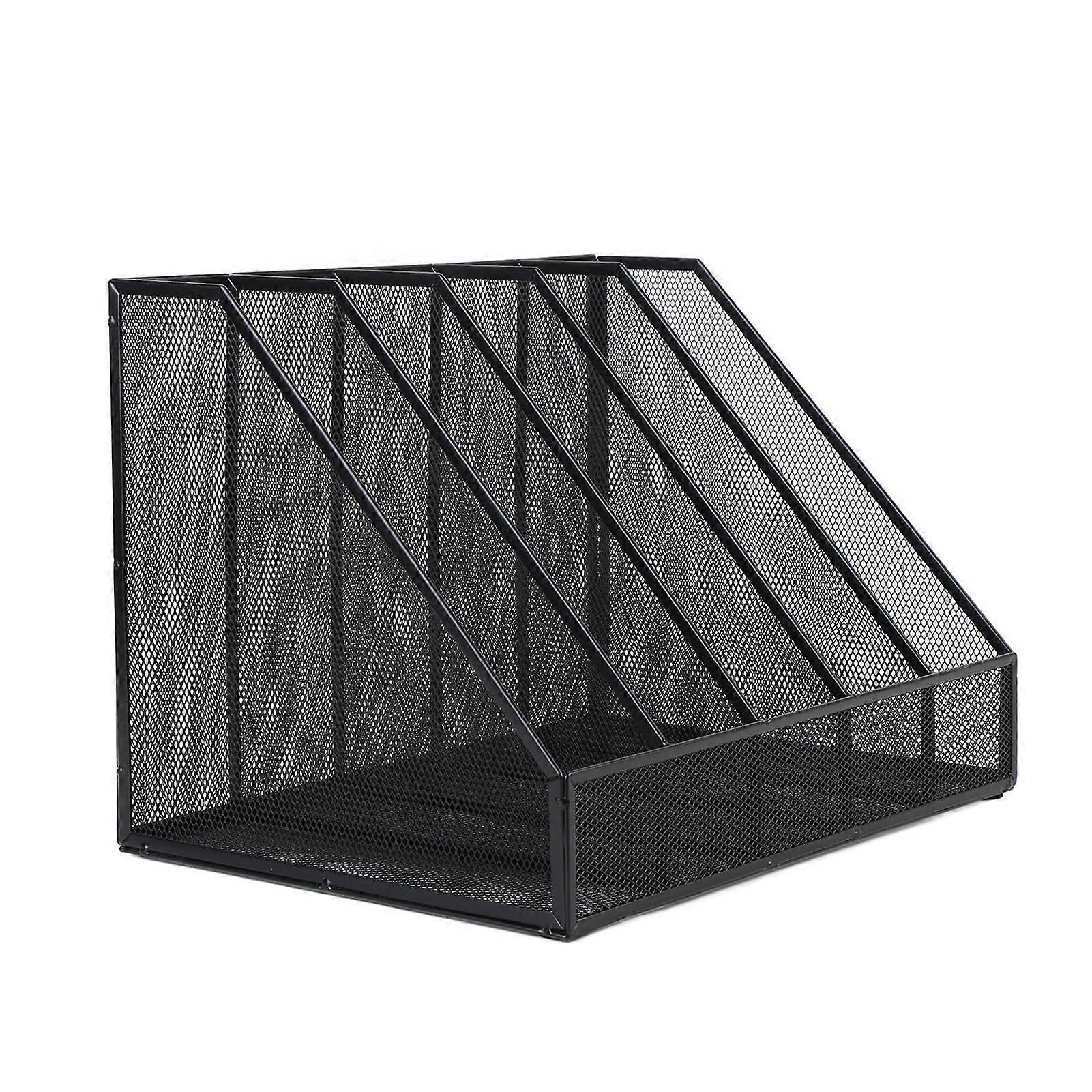 5 Tier Vertical Desk File Organizer Metal Mesh Rack Space Saving Office Document Holder