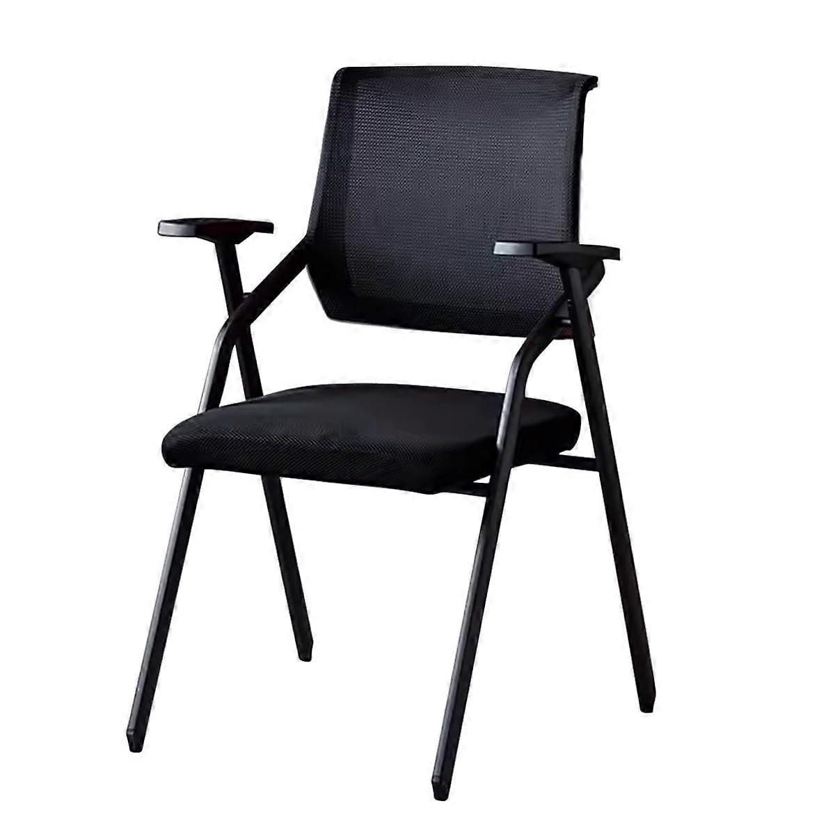 Mesh Office Chair with Lumbar Support, Foldable Desk, Breathable Back, FlipUp Arms, Stackable