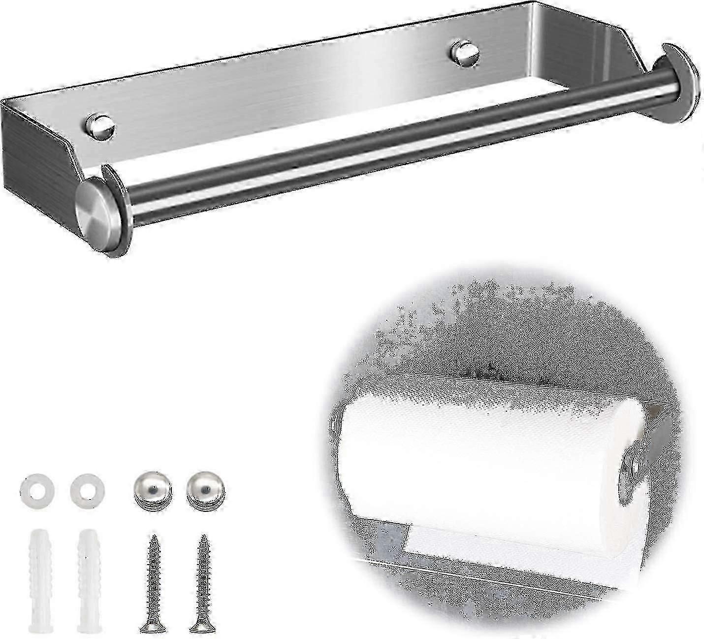 Stainless Steel 27cm Kitchen Roll Holder Wall Mounted Dispenser