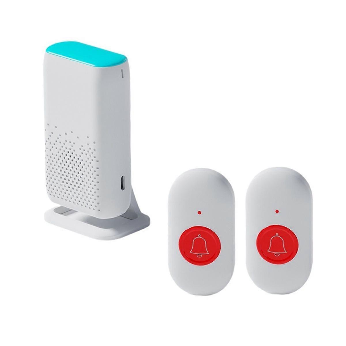 Wireless Doorbell with Flash Vibration Waterproof Emergency Pager,B