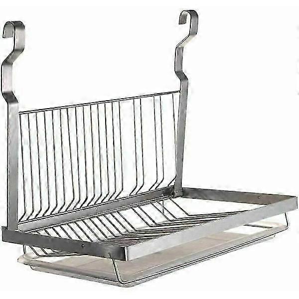 Collapsible wall-hung dish rack in stainless steel