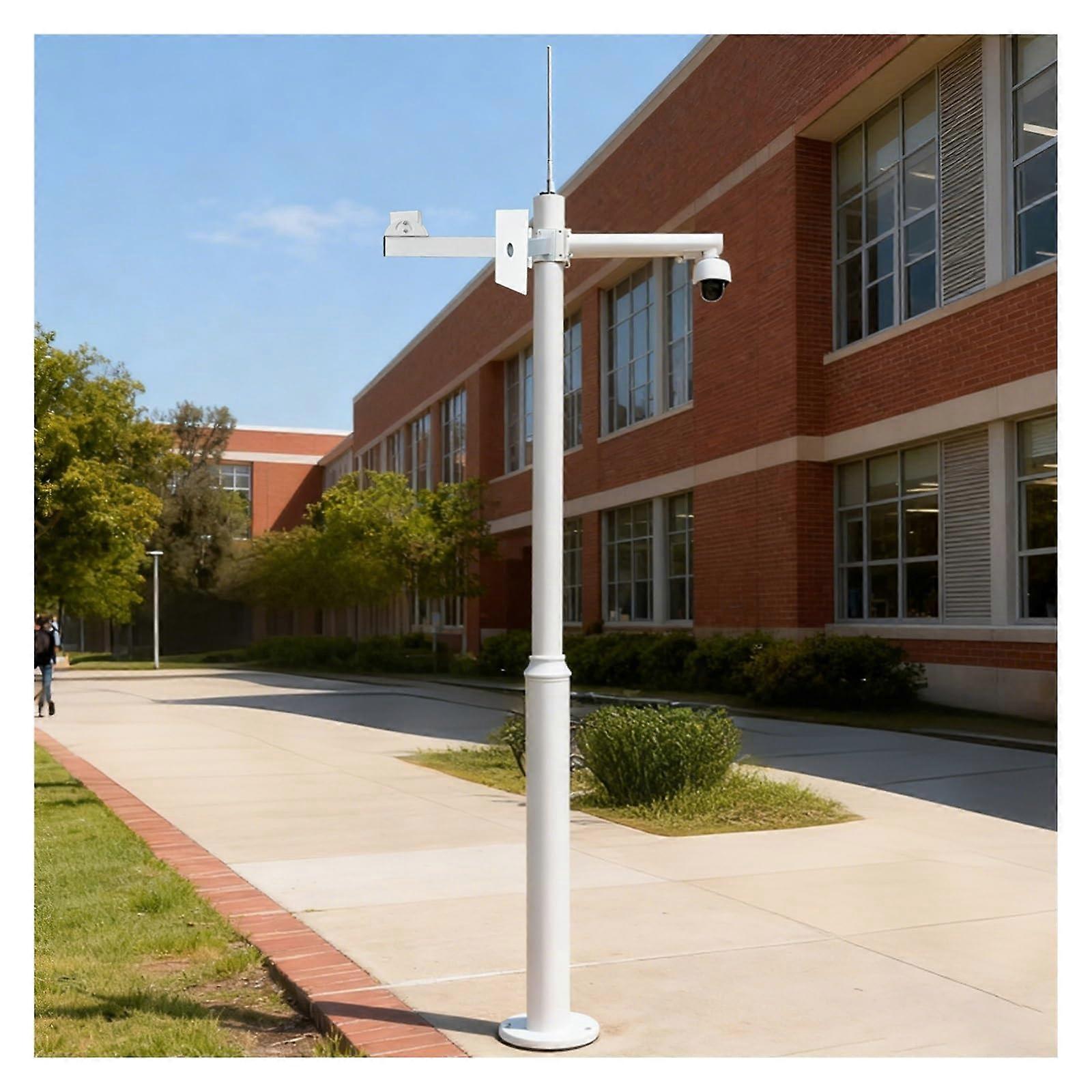 13ft Galvanized Steel Security Camera Pole, Weatherproof Outdoor Surveillance Mount with Base