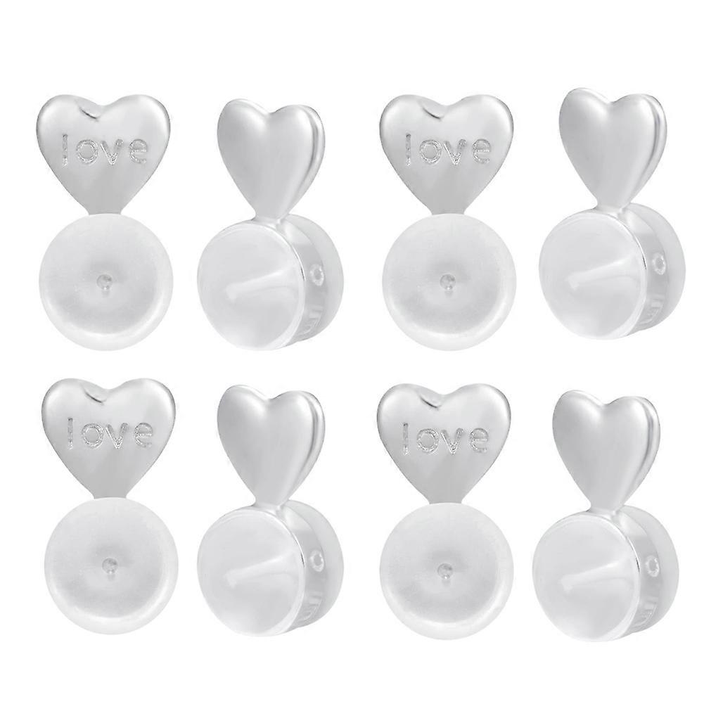 8PCS Earring Backs for Droopy-Ears, Earring Lifter Backs Replacements for Heavy Earrings,Silver