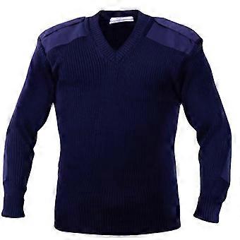 Gebreide herentrui, slim fit, stretchkatoen, warme winterpullover, retro casual, lange mouwen, donkerblauw M