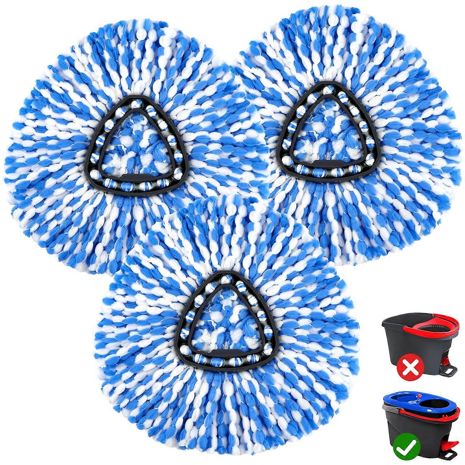 Spin Mop Replacement Heads 3 Pack,  Absorbency, Washable, Hard Floor Cleaning for OCedar RinseClean