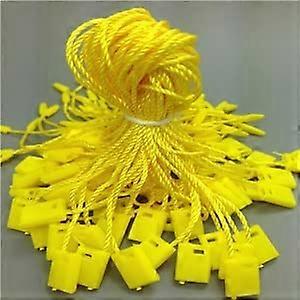 100PCS Yellow Square Plastic Tag Fasteners with Snap Lock Durable Polyester Cord for Hang Labels