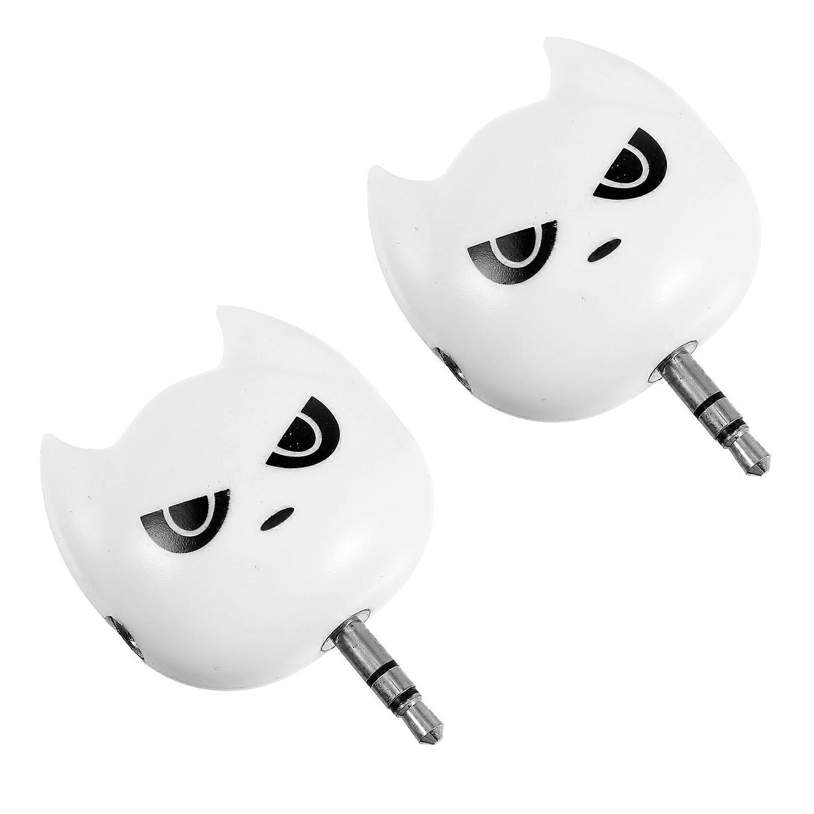 Headphone Splitter Audio Adapter for Computer Use 2Pcs Plastic White