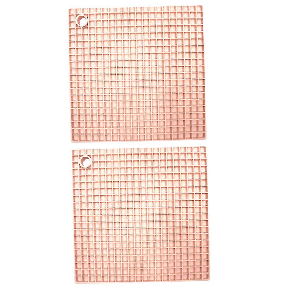 Heat Insulation Table Placemats for Home Use 2Pcs Multifunction Silicone Coasters Pink