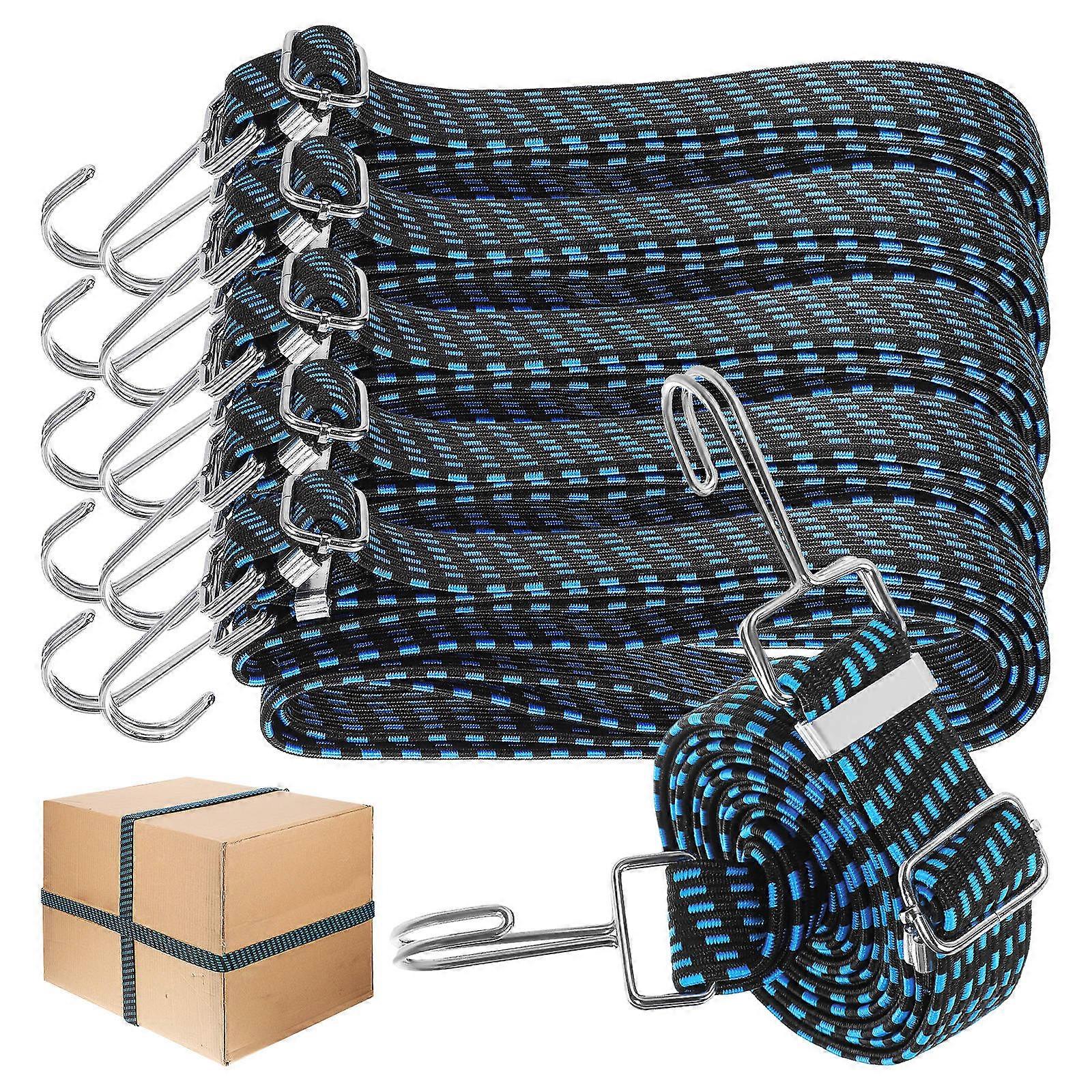 Elastic Bungee Cords Heavy Duty Adjustable Straps with Metal Hooks 6Pcs
