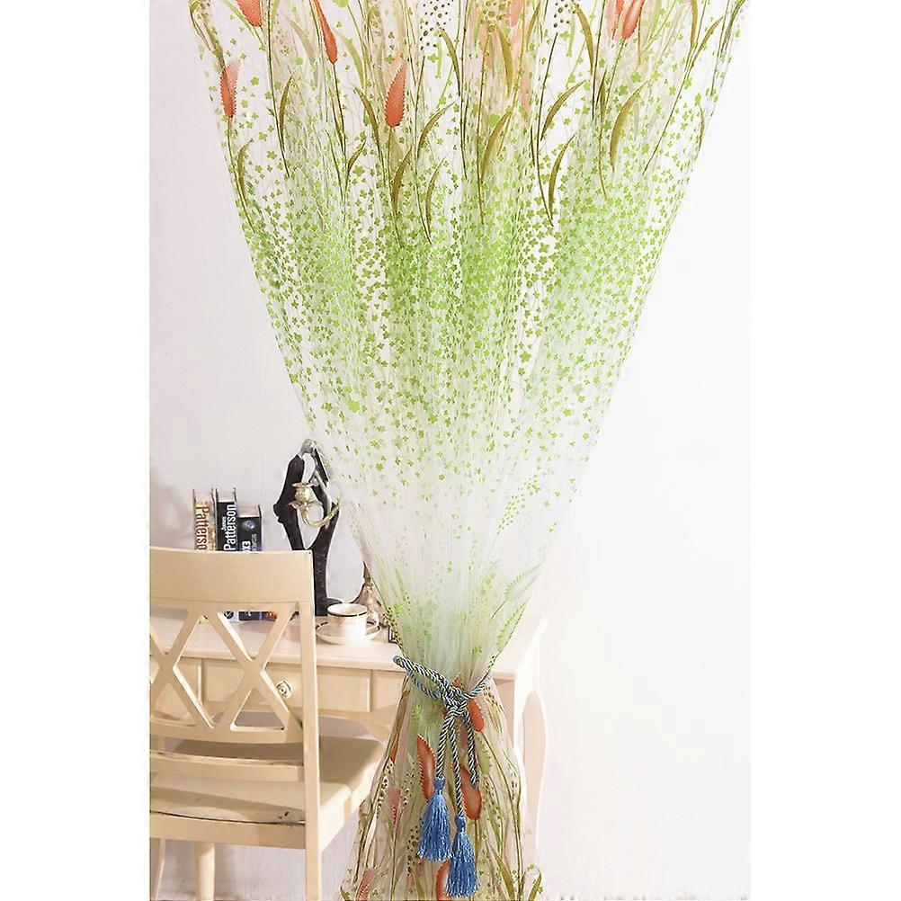 Window Screen Grass Sheer Curtains for Room Decor Light Green