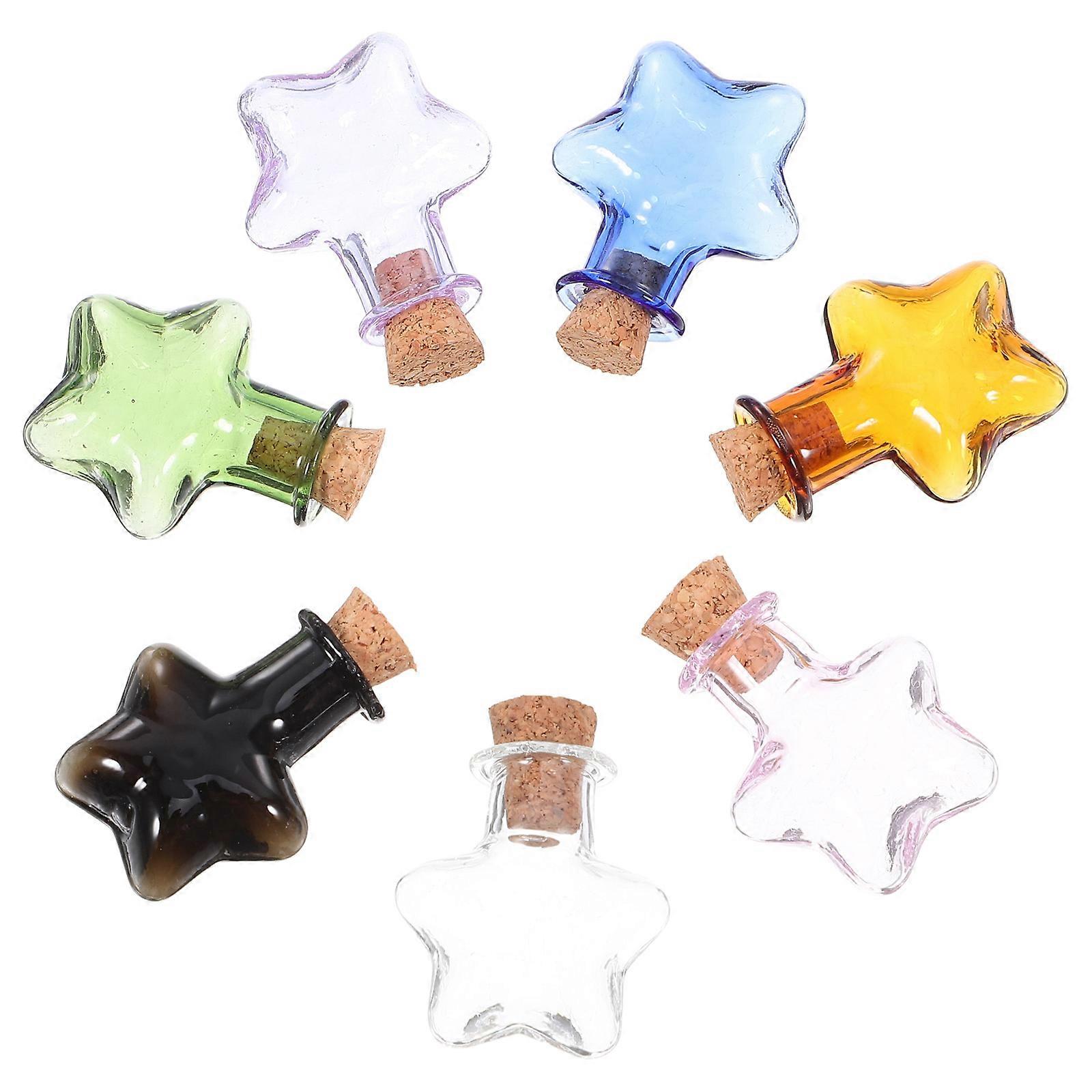 Mini Glass Bottles for DIY 7Pcs Tiny Jars with Corks Assorted Colors